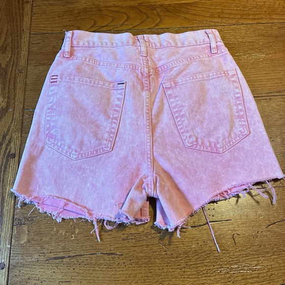 BDG Pink Jean Shorts with Frayed Hem - Picture 3 of 5